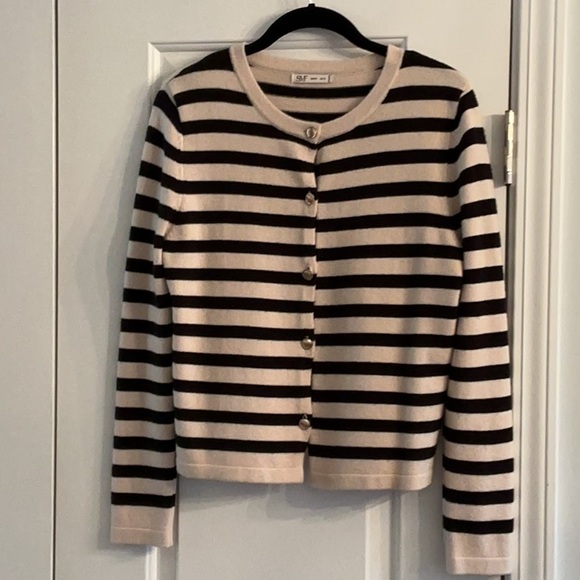 🆕Striped Black & Cream Cardigan - Picture 1 of 4